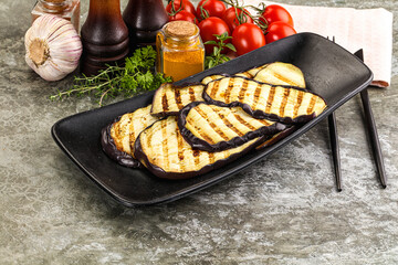 Grilled eggplant slice snack appetizer