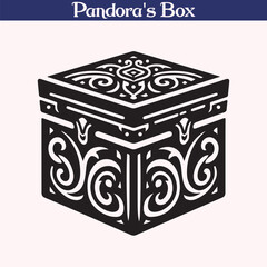 Pandora’s Box Vector Illustration – Ornate Mythical Artifact Silhouette Design