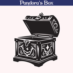 Pandora’s Box Vector Illustration – Ornate Mythical Artifact Silhouette Design