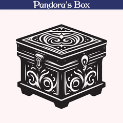 Pandora’s Box Vector Illustration – Ornate Mythical Artifact Silhouette Design