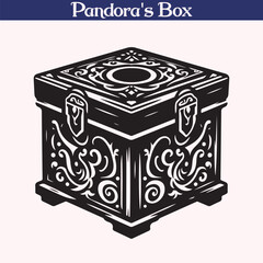 Pandora’s Box Vector Illustration – Ornate Mythical Artifact Silhouette Design