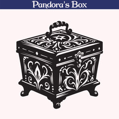 Pandora’s Box Vector Illustration – Ornate Mythical Artifact Silhouette Design