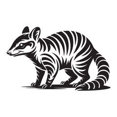 Fototapeta premium Stylized Black and White Vector Illustration of a Numbat, Striped Marsupial from Australia