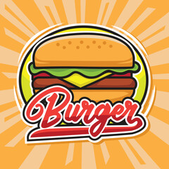 Colorful Burger Logo Vector Design with Youth Style.eps