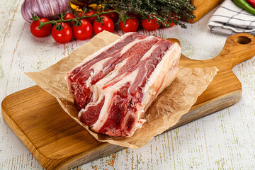Raw beef ribs for cooking
