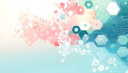 Fototapeta premium Abstract design with pastel colors and geometric shapes.