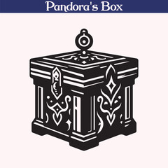 Pandora’s Box Vector Illustration – Ornate Mythical Artifact Silhouette Design