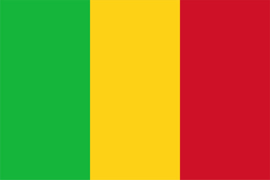 The flag of Mali, with accurate proportions and official colors. Vector image.