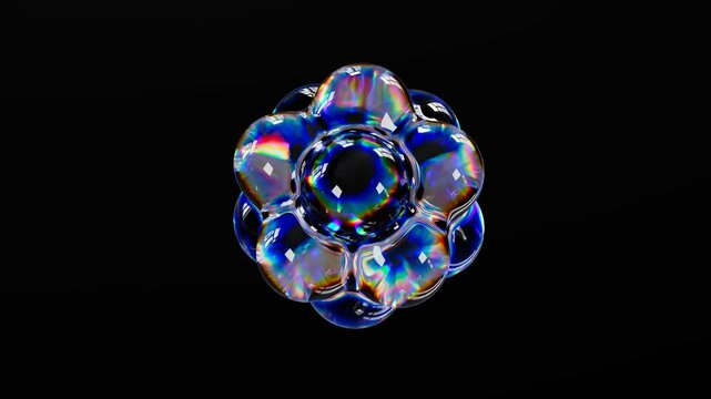 Abstract glass 3d shape rotate on a black background. Seamless looping video. 4k abstract motion graphics dynamic futuristic design