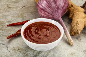 Korean kimchi sauce in the bowl