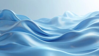 Abstract illustration gradient of icy blue, silver liquid waves. Smooth flowing, sleek futuristic design. Fluid art, concept, modern digital art, background. Beautiful silk fabric, wavy flowing. For