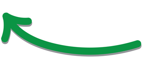 Curl long arrow with shadow. Thin arrow curled symbol icon. Hand drawn vector arrows doodle on white background.