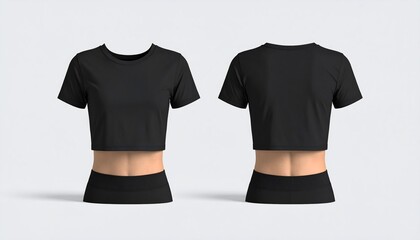 black crop top t shirt mockup