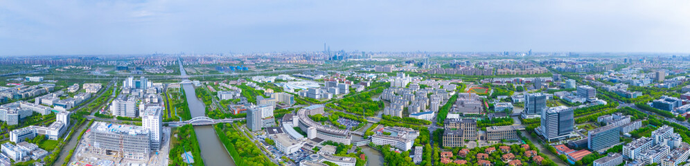 aerial view of Zhangjiang Hi Tech Development Zone in Shanghai.