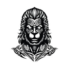 Obraz premium Hanuman hindu god vector illustration mythology india deity spiritual art culture graphic design tattoo design vector illustration silhouette