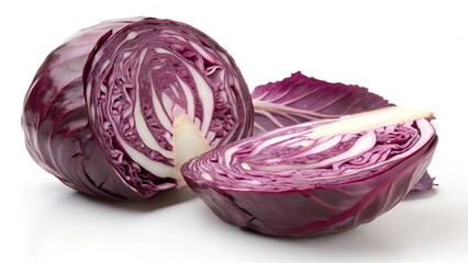 Fototapeta premium Whole red cabbage isolated on clean white background view