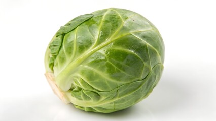 Fototapeta premium Single fresh brussels sprout isolated on pure white background