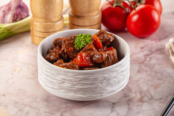 Hungarian goulash with beef meat