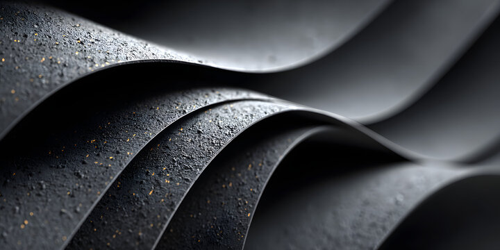 Abstract close-up of dark metallic waves with textured surface and small golden specks, creating a modern, futuristic, and elegant design with smooth flowing curves and dramatic lighting.
 - Powered by Adobe