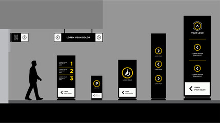 Exterior and interior signage template set corporate identity