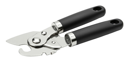 Modern Stainless Steel Can Opener with Ergonomic Handles.