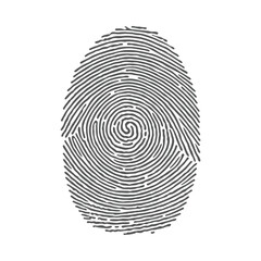 Fingerprint identification security access authentication biometric thumbprint identity pattern unique scan vector illustration silhouette