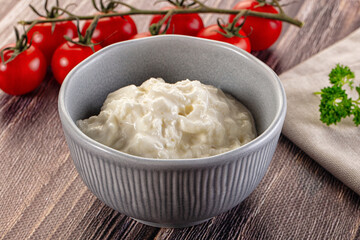 Italian delicous stracciatella young soft cheese