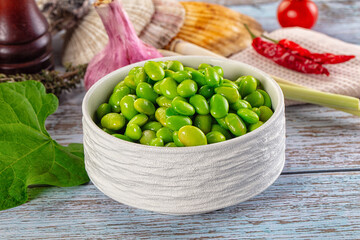 Edamame beans in the bowl