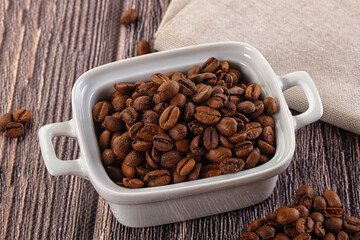 Roasted brown araboca coffee beans
