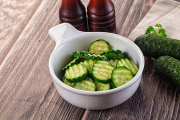 Fresh green ripe cucumber slices