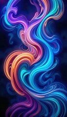Fototapeta premium Vibrant abstract swirls in shades of blue, purple, and orange for mobile backgrounds