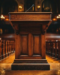Naklejka premium Antique wooden podium in a church