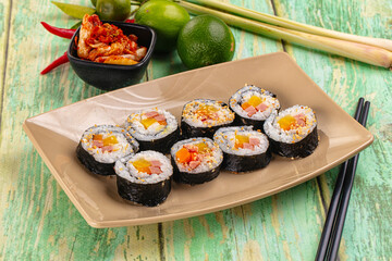 Koream homemade roll Kimbap with nori seaweed