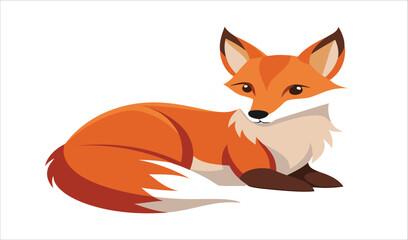 Obraz premium Cute cartoon fox sitting illustration