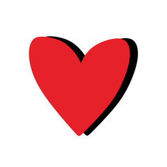 Simple Heart with Shadow Red Color Shape Illustration Design