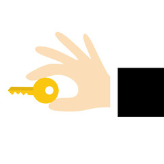Hand Holding Golden Key Security Unlock Illustration