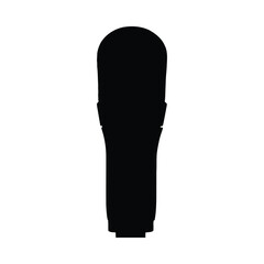 Black microphone audio sound music voice karaoke recording studio equipment podcast mic broadcast singing talk vector illustration silhouette
