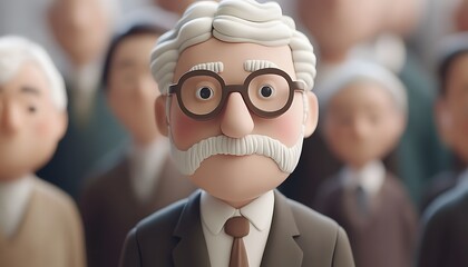 Close-up of a cartoon man wearing glasses.
