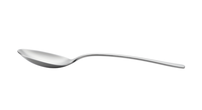 Sleek Silver Spoon Elegant Curve and Reflective Surface Detail.