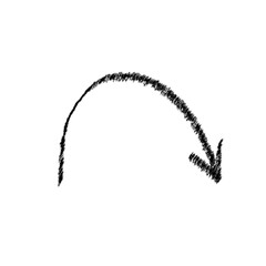 Grunge arrow hand drawn vector. Art grunge arrow isolated on white background. Arrow mark icon, arrow paint.