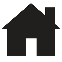 Solid Black Home Icon – Simple House Silhouette with Chimney