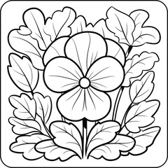 Pansy Flower Bold Line Coloring Page