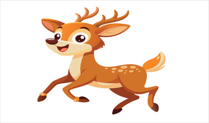 Happy cartoon deer running illustration