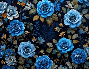 Elegant Blue Rose Floral Pattern Design