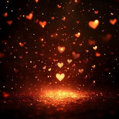 Glowing Hearts: Romantic, Dark Background for Valentine's Day & Love Designs