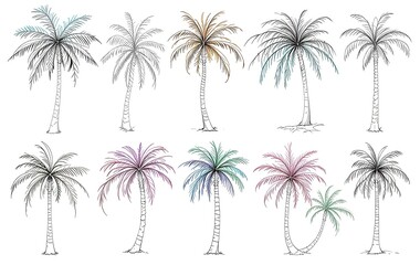 Elegant Palm Tree Line Art Collection for Design Inspiration