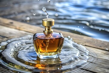 bottle of perfume on white background