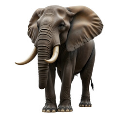 Obraz premium Elephant with large tusks isolated on transparent background