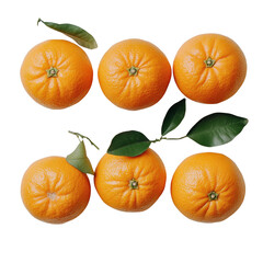 Six whole oranges on a white isolated background