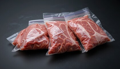 Premium Vacuum Sealed Meat Bags on Black Background